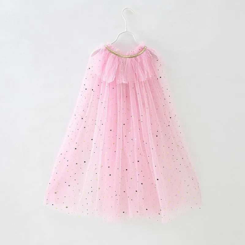 Girls Princess Cape Children Costume Cloak Kids Aurora Rapunzel Elsa Carnival Party Clothes Girl Sequins Performance Accessory