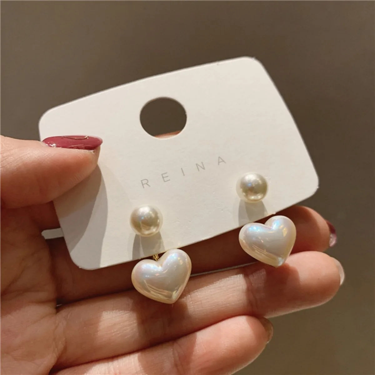 2pc Imitation Pearl Earrings for Women Heart Round Stud Earrings Elegant Love Ear Stud Party Wedding Jewelry Valantine Day Gifts