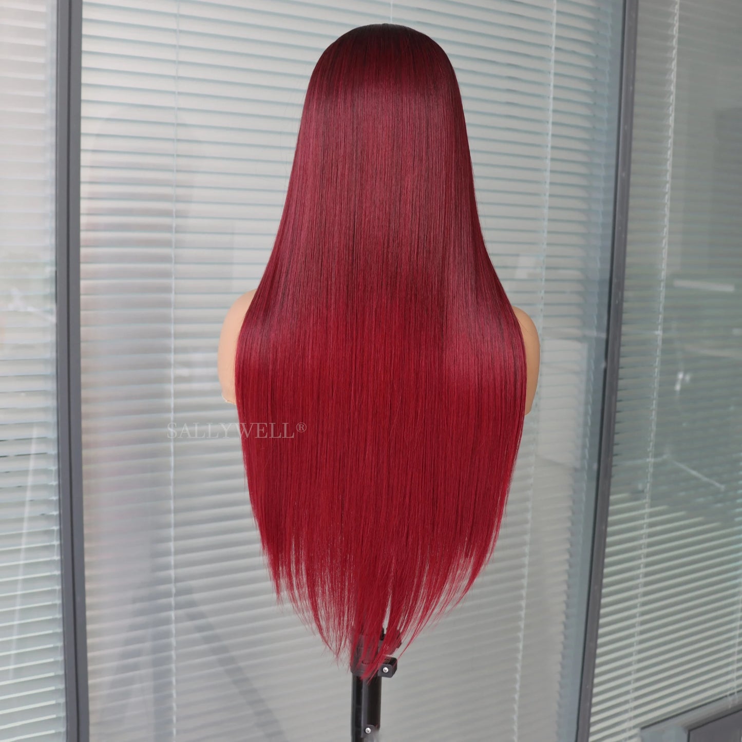 13x4 Burgundy Straight Lace Front Wig 3T Color Wig With Natural Hairline Heat Resistant Fiber Hair Synthetic Wig Pre Plucked