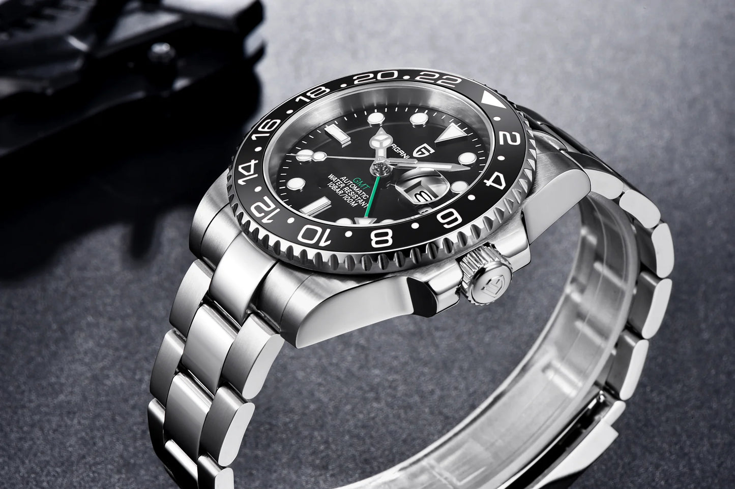 PAGANI DESIGN GMT Watches Men's Luxury Automatic Mechanical Wristwatch Sapphire Glass 40MM Stainless Steel Waterproof Watch