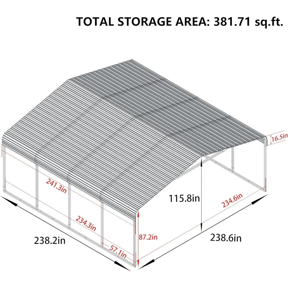 Metal Carport, Car Ports 20x20 Heavy Duty for Snow, Carports with Innovative Assembly Structure, Metal Garage Shelter, Sheds