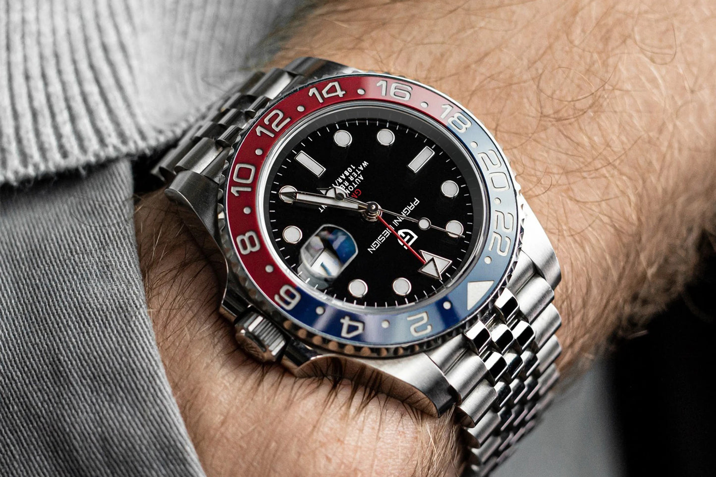 PAGANI DESIGN GMT Watches Men's Luxury Automatic Mechanical Wristwatch Sapphire Glass 40MM Stainless Steel Waterproof Watch