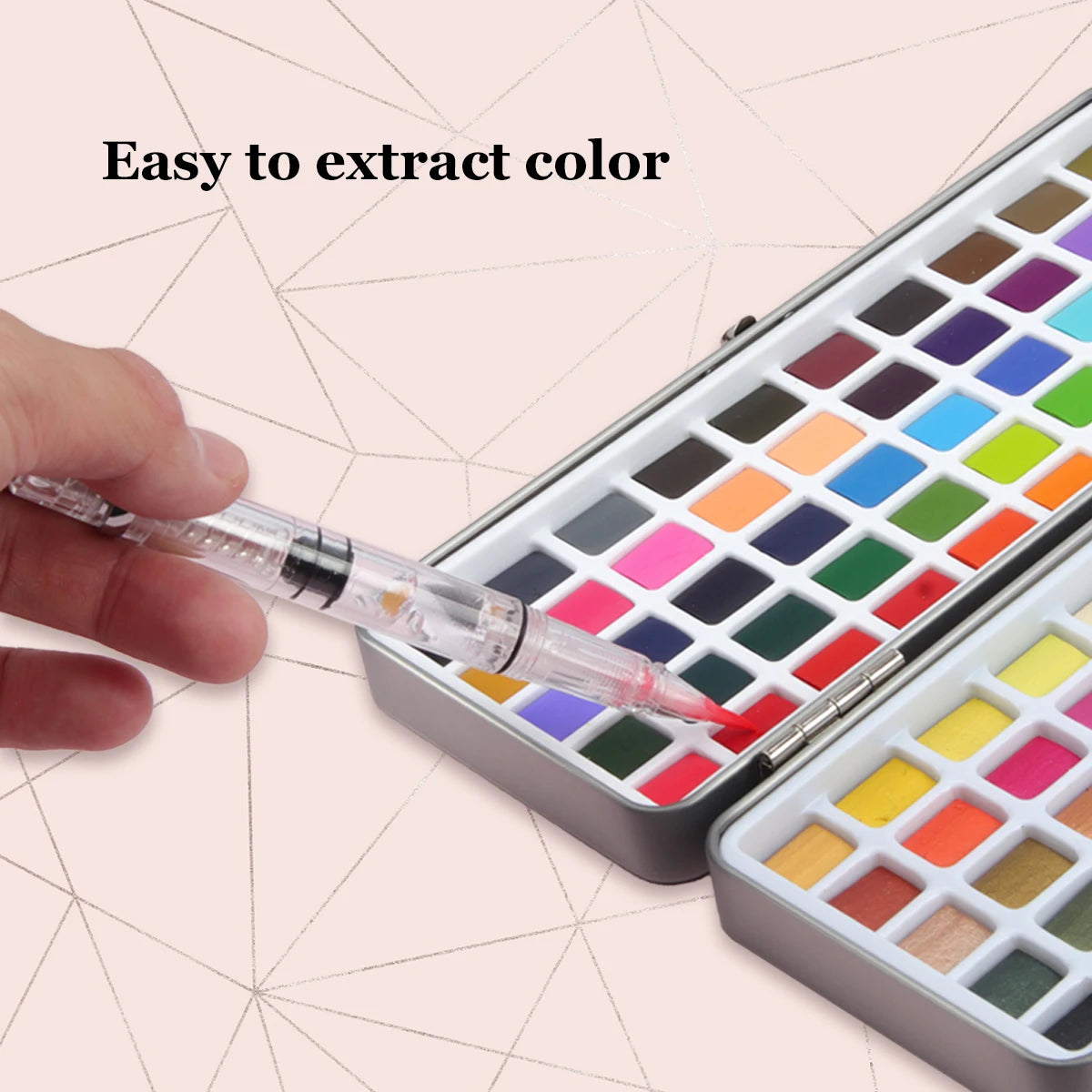Seamiart 50/72/90/100 Color Solid Watercolor Paint Set Basic Neone Glitter Watercolor Pigments for Drawing Art Paint Supplies