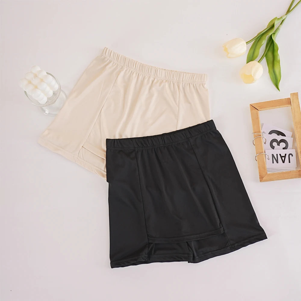 Flarixa Double Layer Safety Panties For Girls Women Boxer High Waist Protective Shorts Under the Skirts Summer Dress Underwear