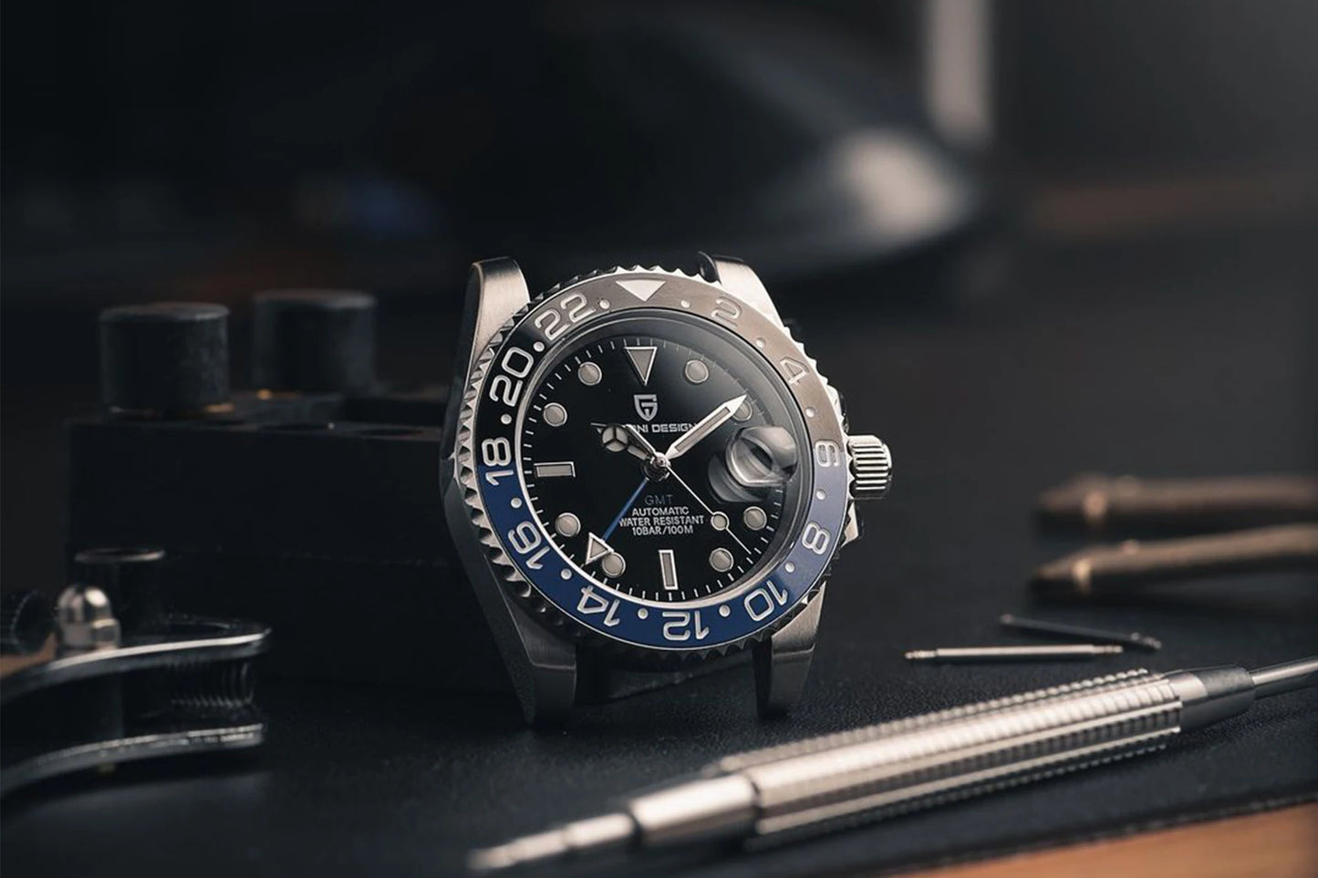 PAGANI DESIGN GMT Watches Men's Luxury Automatic Mechanical Wristwatch Sapphire Glass 40MM Stainless Steel Waterproof Watch