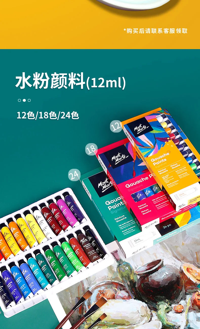 12/24/36 Colors Gouache Paint Set 6ml Tubes - Rich Vivid Colors for Artists, Students, Beginners - Canvas Portrait Paintings