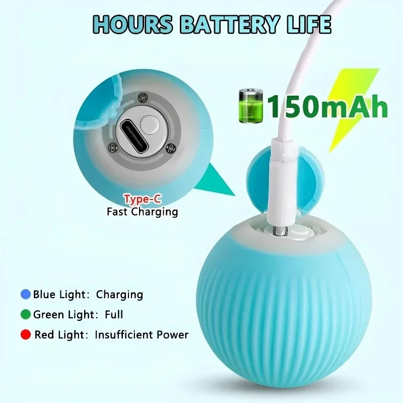 Power Ball Cat Toy, Interactive Cat Smart Ball Toy, Automatic Power Rolling Ball, Indoor Smart Pet Toy Ball with USB Charging