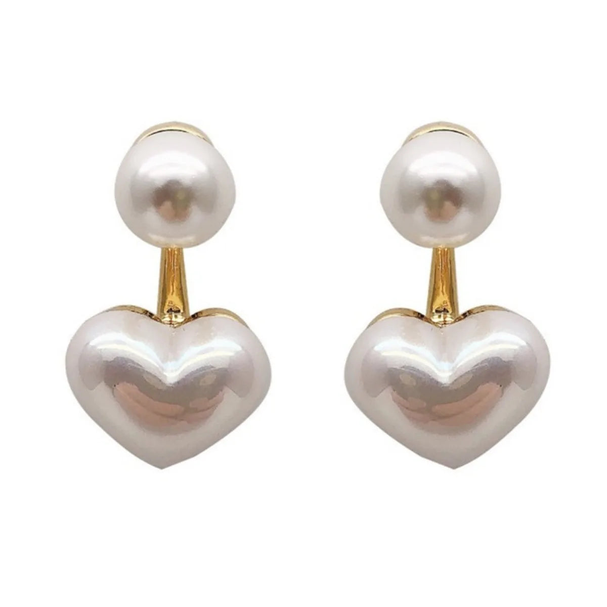 2pc Imitation Pearl Earrings for Women Heart Round Stud Earrings Elegant Love Ear Stud Party Wedding Jewelry Valantine Day Gifts