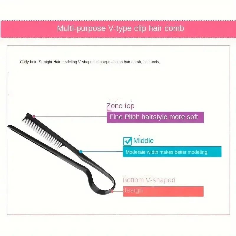 Comb Hairdressing V-Comb Messy Hair Finishing Straightening Splint Comb - Hair Styling Tool Clip special for hair wigs