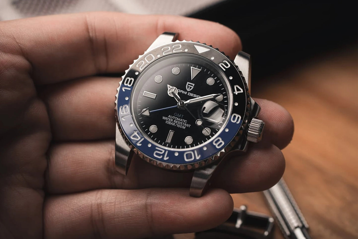 PAGANI DESIGN GMT Watches Men's Luxury Automatic Mechanical Wristwatch Sapphire Glass 40MM Stainless Steel Waterproof Watch