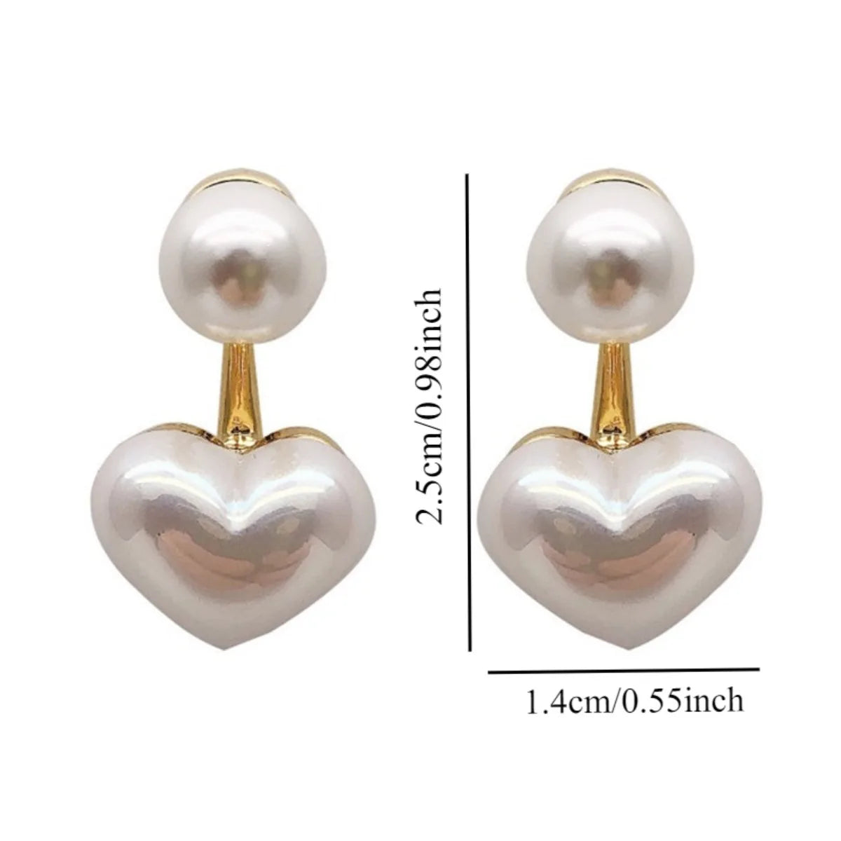 2pc Imitation Pearl Earrings for Women Heart Round Stud Earrings Elegant Love Ear Stud Party Wedding Jewelry Valantine Day Gifts
