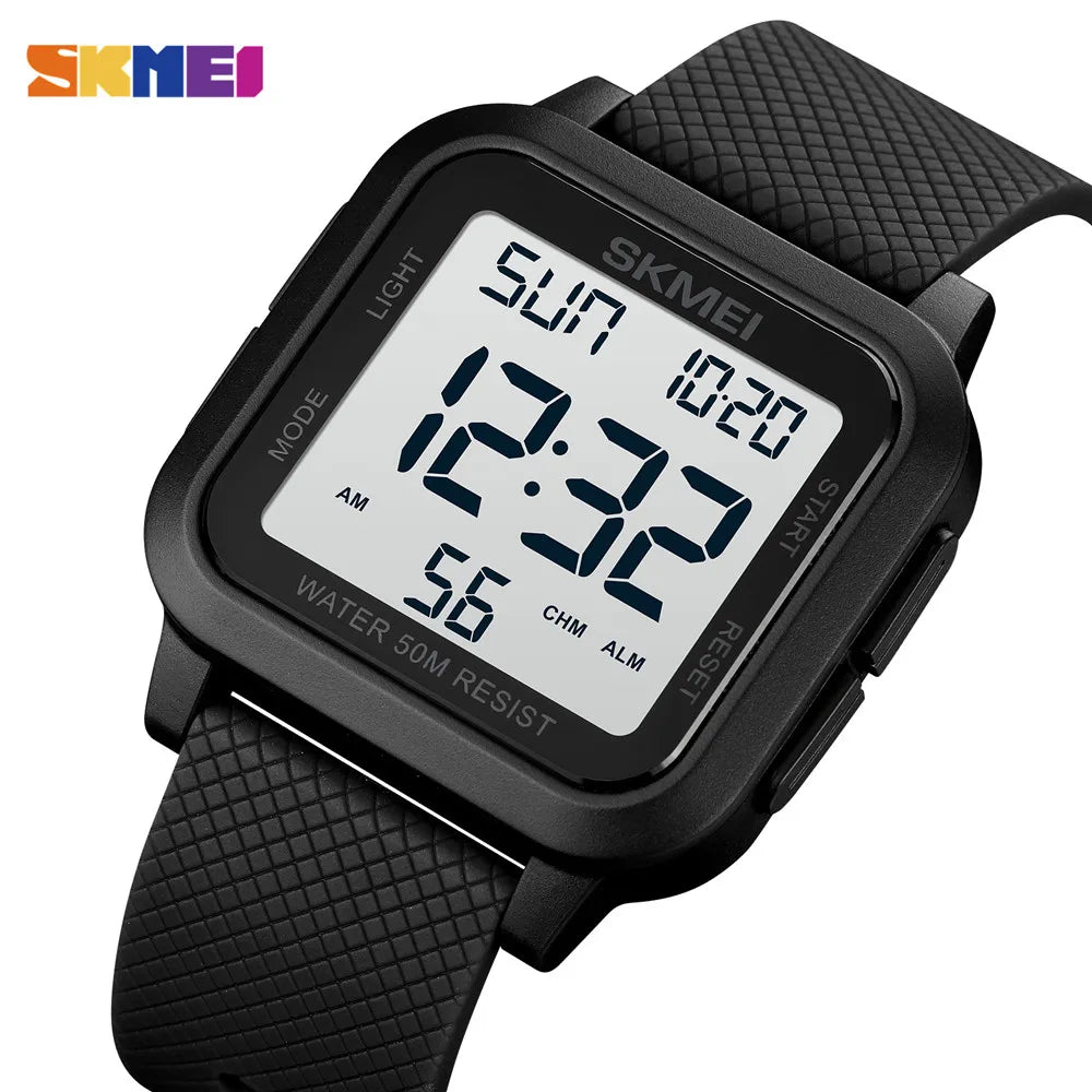 SKMEI Outdoor Sport Watch Men Alarm Chrono Clock 5Bar Waterproof Military Watches LED Display Shock Digital Watch reloj hombre