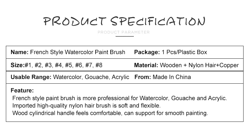 1Pcs Artist Hand-Painting Drawing Brushes Professional Watercolor Brush Pen for Water Color Painting Drawing School Art Supplies