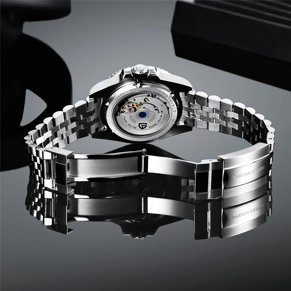 PAGANI DESIGN GMT Watches Men's Luxury Automatic Mechanical Wristwatch Sapphire Glass 40MM Stainless Steel Waterproof Watch