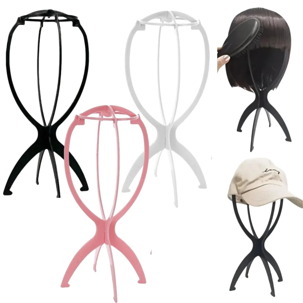 3pcs Stable Wig Stand Collapsible Hairpiece Holder For All Wigs and Hats Display Styling Tool for Haircut Training and Home Use