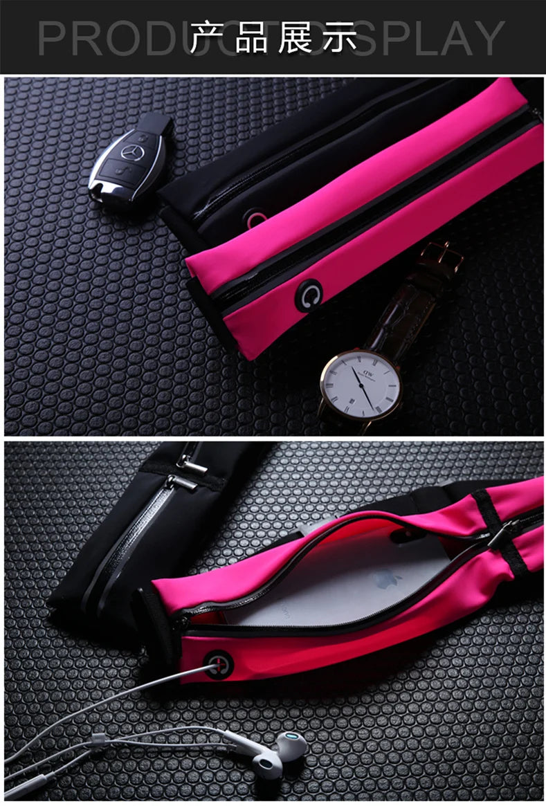 Sports waist bag, running phone bag, men's and women's outdoor equipment waterproof invisible new mini waist belt reflective bag