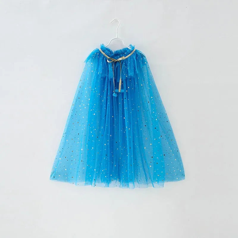 Girls Princess Cape Children Costume Cloak Kids Aurora Rapunzel Elsa Carnival Party Clothes Girl Sequins Performance Accessory