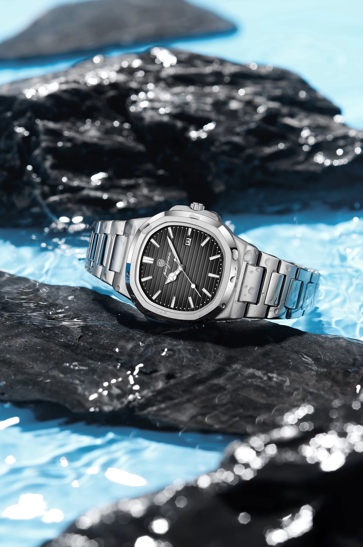 2024 Best-selling Luxury Watch Business Waterproof Male Clock Luminous Date Stainless Steel Square Quartz Men Watch reloj hombre