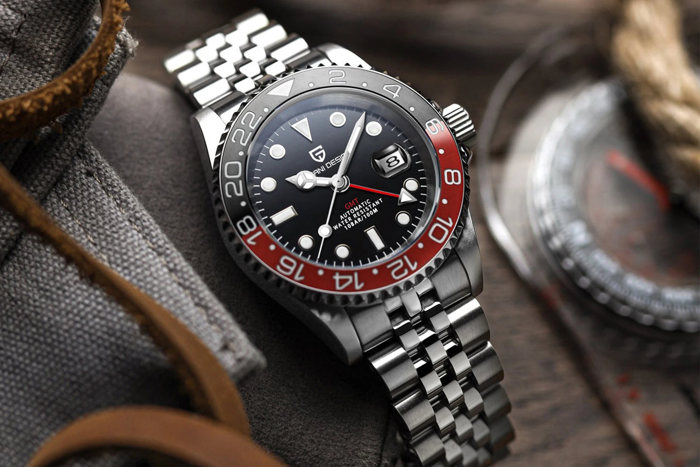 PAGANI DESIGN GMT Watches Men's Luxury Automatic Mechanical Wristwatch Sapphire Glass 40MM Stainless Steel Waterproof Watch