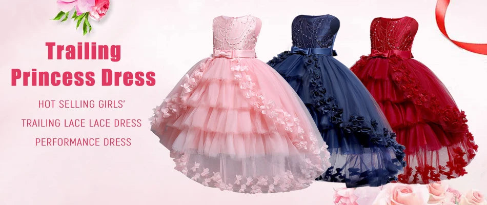 Children Princess Girls Party Wear Kids Christmas Dress Girl's Birthday Dress Baby Girl Wedding Banquet Clothes 3-14 years