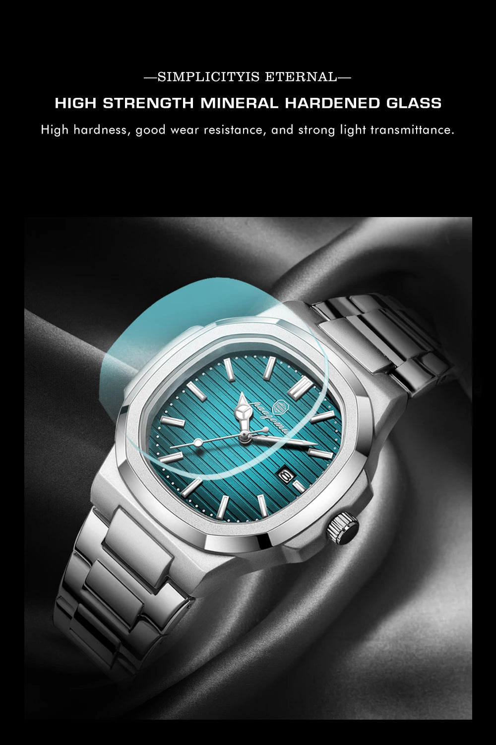 2024 Best-selling Luxury Watch Business Waterproof Male Clock Luminous Date Stainless Steel Square Quartz Men Watch reloj hombre