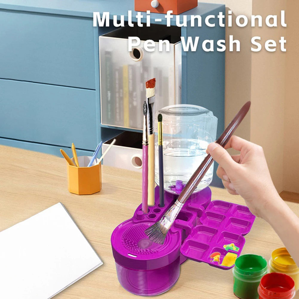 Paint Brush Washer with Drain Button Paint Brush Clean Device Automatic Water Circulation for Acrylic Water Based Painting Brush
