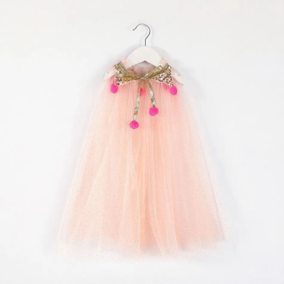 Girls Princess Cape Children Costume Cloak Kids Aurora Rapunzel Elsa Carnival Party Clothes Girl Sequins Performance Accessory