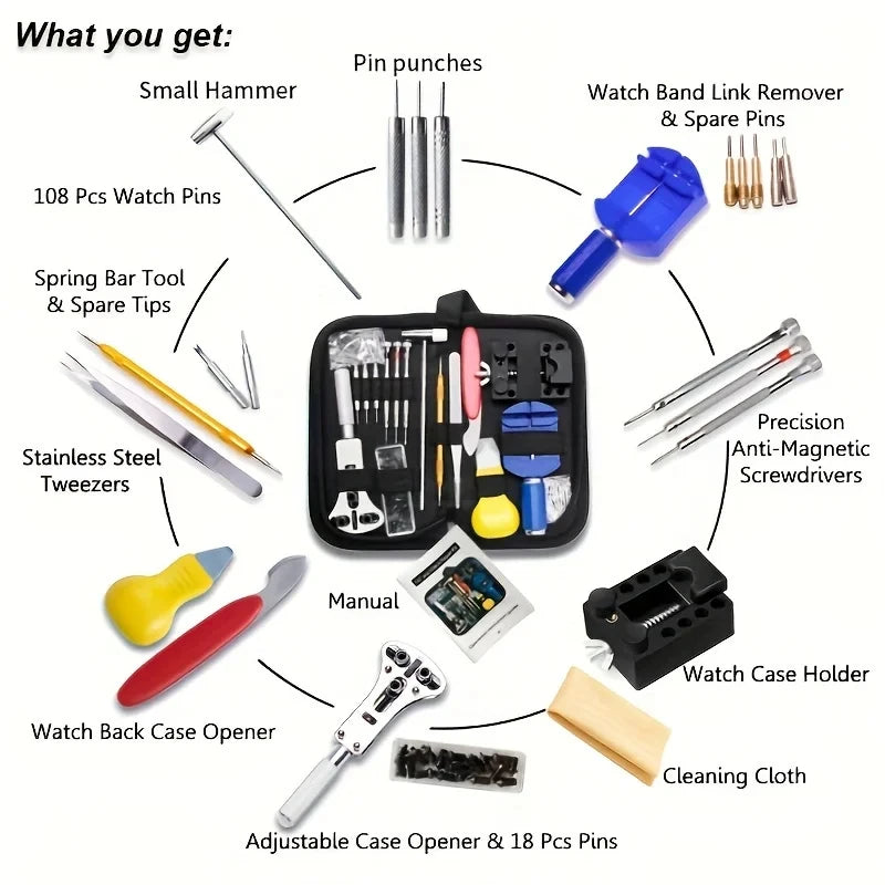 Watch Repair Kit 147 Piece Set Watch Repair Home Tool Set Convenience Brand Clock Tool