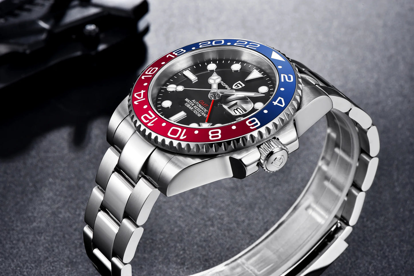 PAGANI DESIGN GMT Watches Men's Luxury Automatic Mechanical Wristwatch Sapphire Glass 40MM Stainless Steel Waterproof Watch