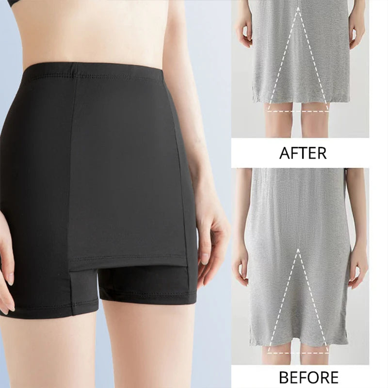 Flarixa Double Layer Safety Panties For Girls Women Boxer High Waist Protective Shorts Under the Skirts Summer Dress Underwear