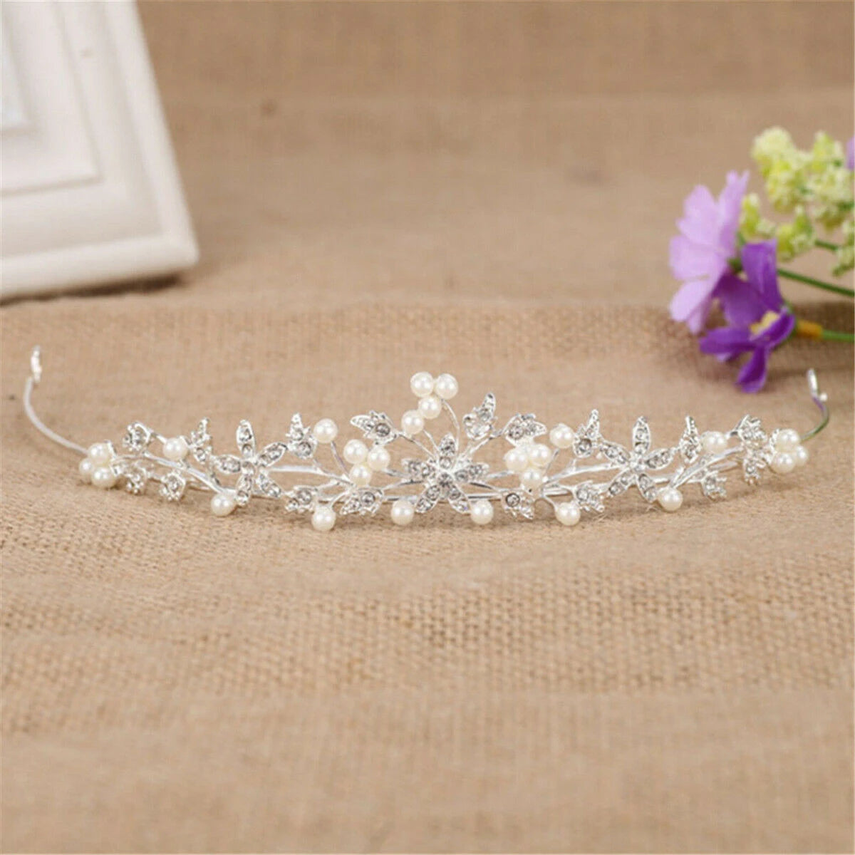 Bride Pearl Crown Headband Diamond Hair Accessories Alloy Rhinestone Princess Wedding Headband Bridal Headpieces Bride Crowns