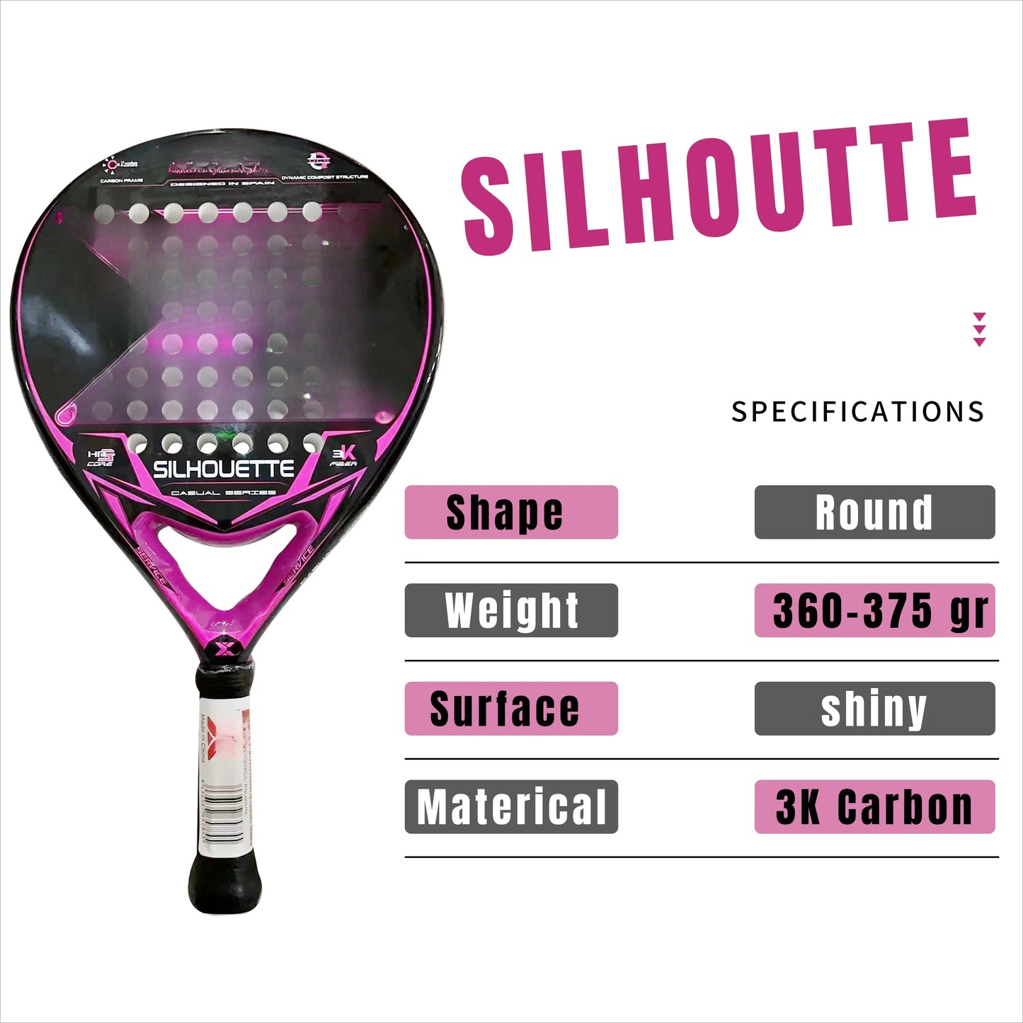 Professional Padel Tennis Racket, Soft Face Carbon Fiber, EVA Memory Paddle, Sports Racquet, Outdoor Equipment for Men and Women