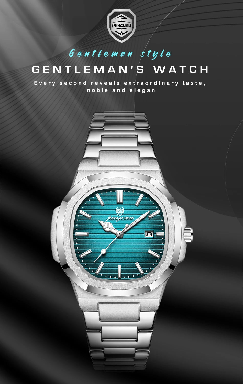 2024 Best-selling Luxury Watch Business Waterproof Male Clock Luminous Date Stainless Steel Square Quartz Men Watch reloj hombre