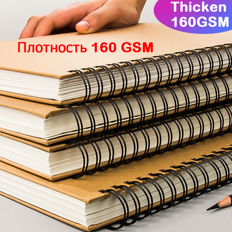 Professional sketchbook Thick paper Spiral notebook Art school supplies Pencil drawing notepad stationery cute gel pens pencil