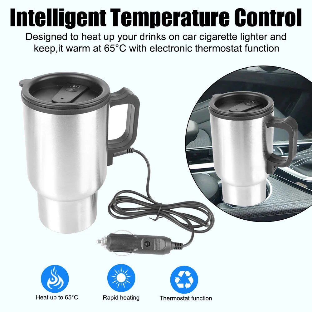 12V 450ml High Quality Car Kettle - Stainless Steel Travel Mug for Coffee/Tea" (85 chars) New Fashion Vehicle