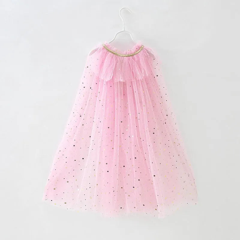 Girls Princess Cape Children Costume Cloak Kids Aurora Rapunzel Elsa Carnival Party Clothes Girl Sequins Performance Accessory