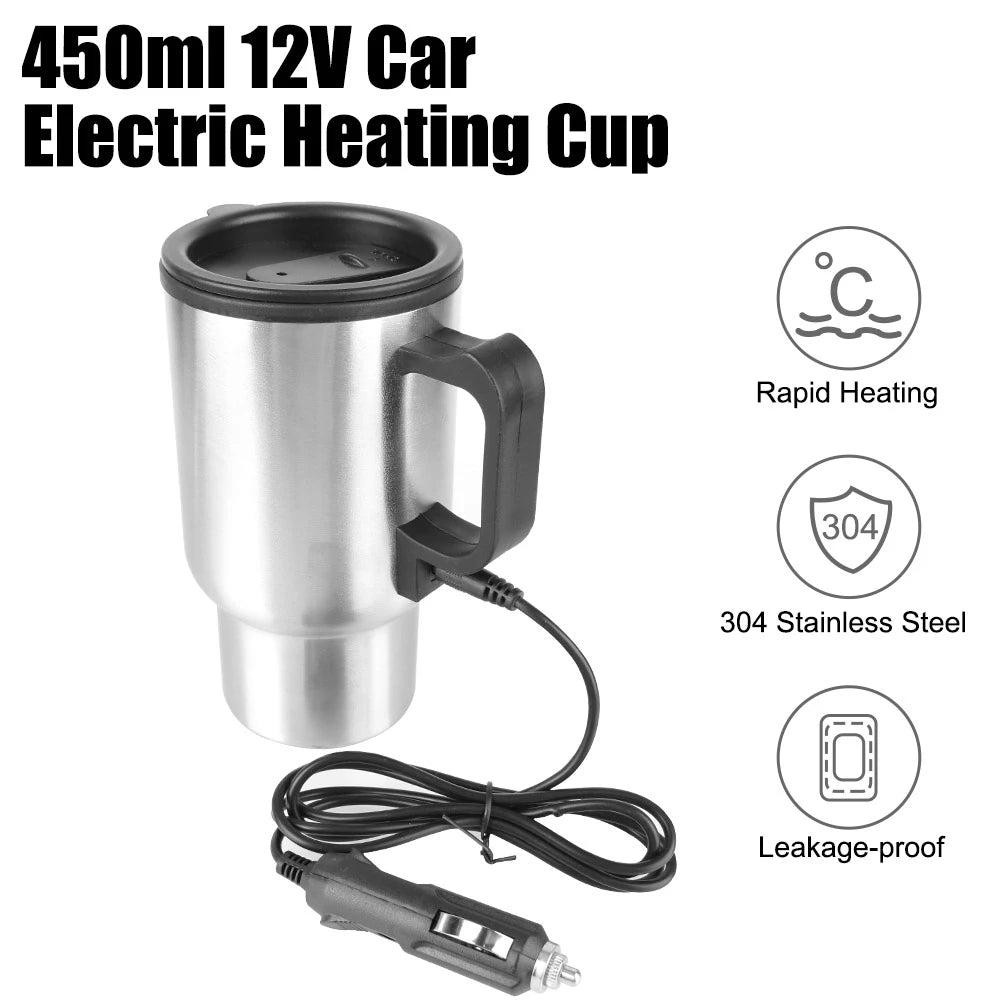 12V 450ml High Quality Car Kettle - Stainless Steel Travel Mug for Coffee/Tea" (85 chars) New Fashion Vehicle