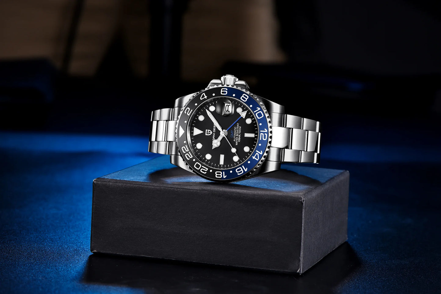 PAGANI DESIGN GMT Watches Men's Luxury Automatic Mechanical Wristwatch Sapphire Glass 40MM Stainless Steel Waterproof Watch