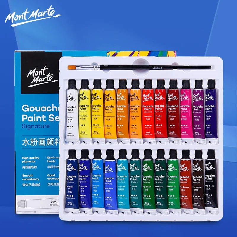 12/24/36 Colors Gouache Paint Set 6ml Tubes - Rich Vivid Colors for Artists, Students, Beginners - Canvas Portrait Paintings