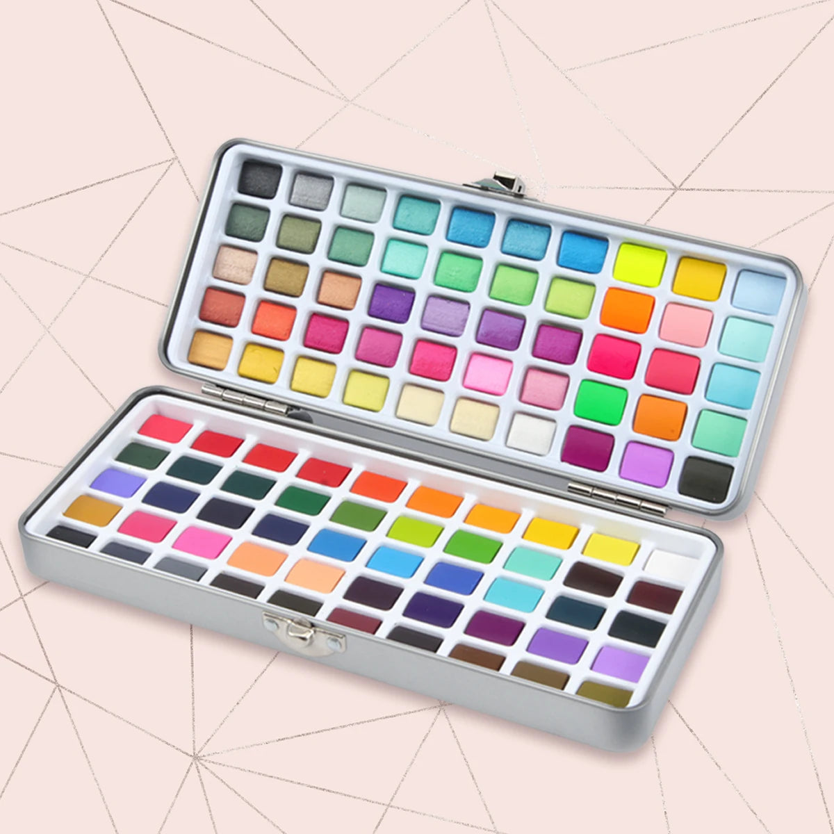 Seamiart 50/72/90/100 Color Solid Watercolor Paint Set Basic Neone Glitter Watercolor Pigments for Drawing Art Paint Supplies