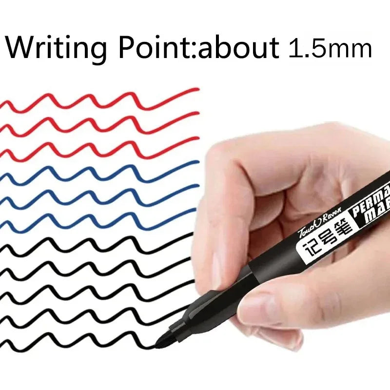 Permanent Marker Pen Drawing Markers Black Blue Red Waterproof Ink Sketch Pens Stationery Art School Supplies For Glass Metal