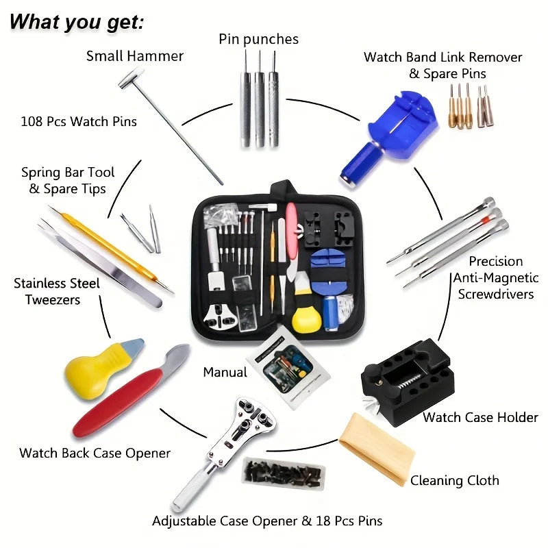 Watch Repair Kit 147 Piece Set Watch Repair Home Tool Set Convenience Brand Clock Tool