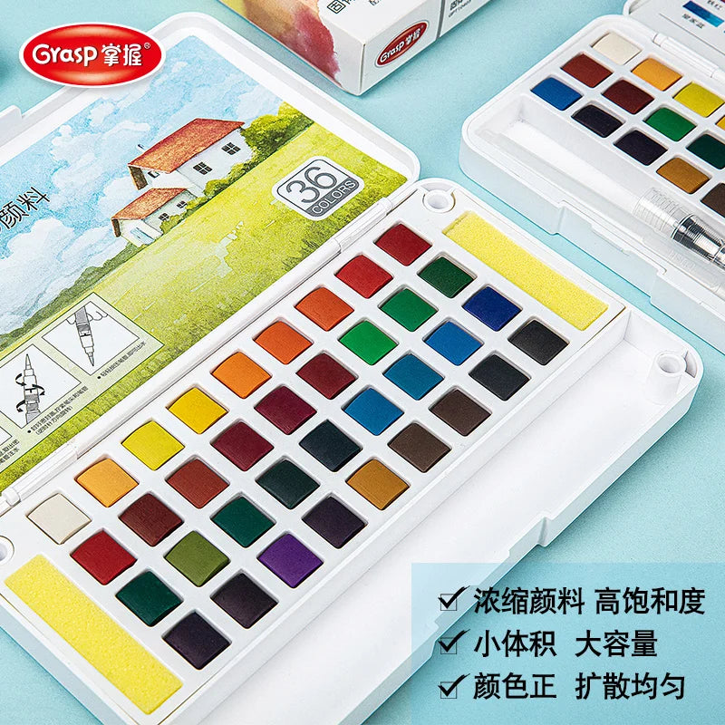 12/24/36/48 Colors Watercolor Paint Set with Water Brush Pens Art Supplies, for Artists, Amateur Hobbyists and Painting Lovers