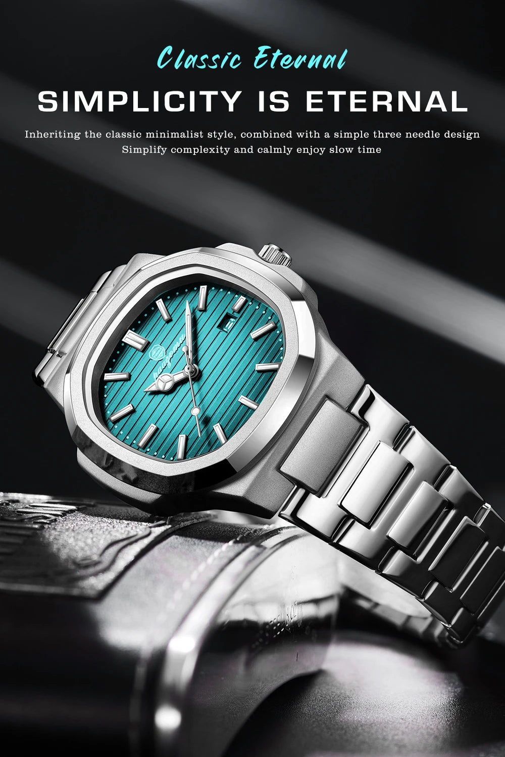 2024 Best-selling Luxury Watch Business Waterproof Male Clock Luminous Date Stainless Steel Square Quartz Men Watch reloj hombre