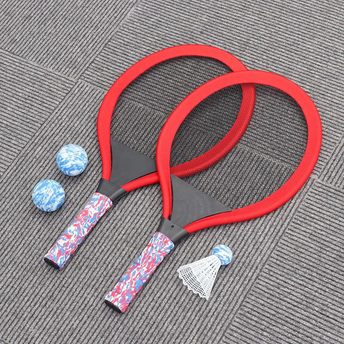 Kids Tennis Rackets Set Children Beach Ball Sports Game Plastic Outdoor Oval Props Toddler Shape Playing EVA Material Durable