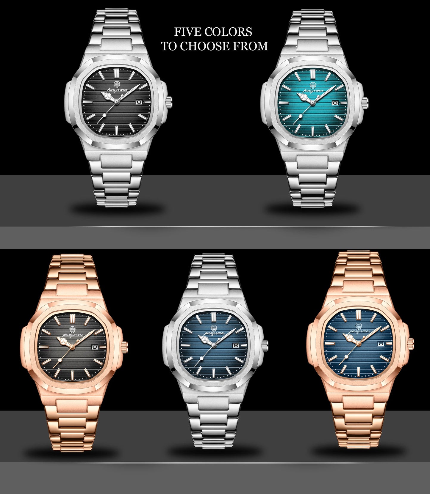 2024 Best-selling Luxury Watch Business Waterproof Male Clock Luminous Date Stainless Steel Square Quartz Men Watch reloj hombre
